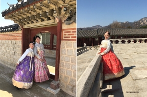 Musicians look like ladies of the palace in their beautifully detailed Hanbok.